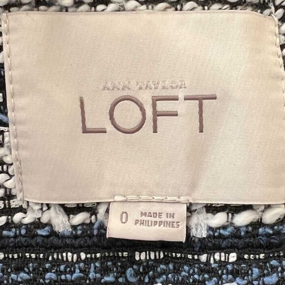 LOFT Stripe Cropped Tweed Jacket Sz 0 - Picture 6 of 8